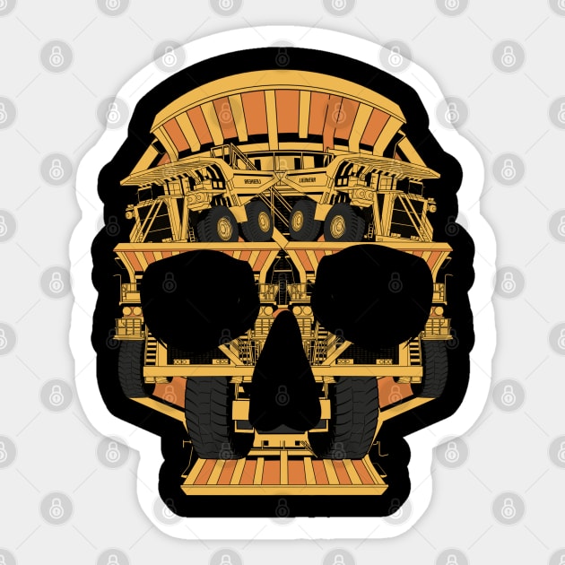 Dump Truck Skull Sticker by damnoverload